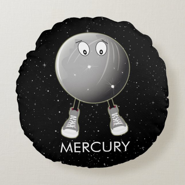 Planet Merkur & Stars Rundes Kissen (Vorderseite)