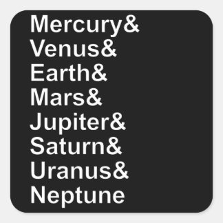 Planet Names Ampersand - Solar System Planets Quadratischer Aufkleber