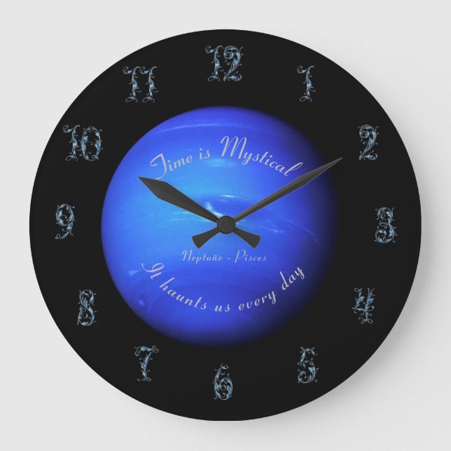 Planet Neptune Astronomy Pisces Acrylic Wall Clock Große Wanduhr (Vorderseite)