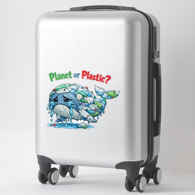 Planet oder Plastik? Rette den Ozean-Wal. Aufkleber (Koffer)