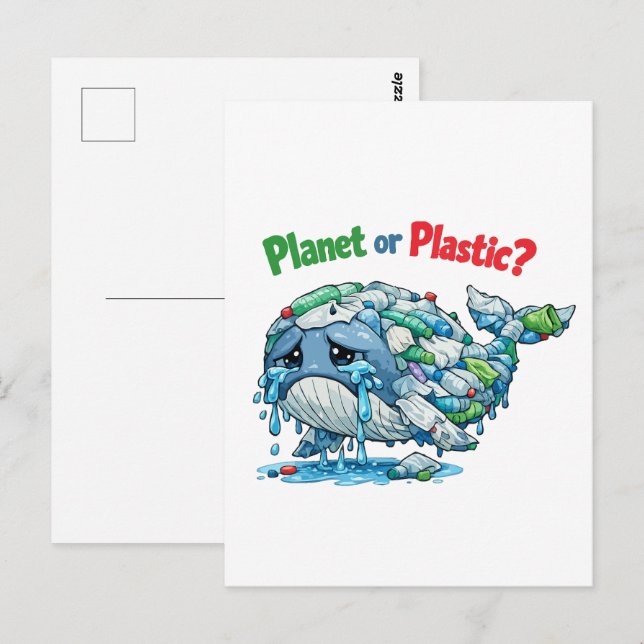 Planet oder Plastik? Rette den Ozean-Wal. Postkarte (Vorne/Hinten)