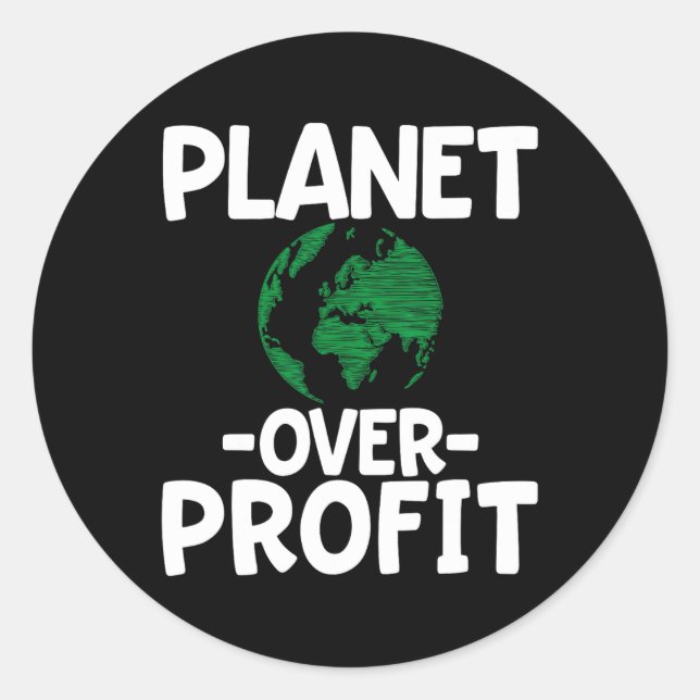 Planet-over-Profit Runder Aufkleber (Vorderseite)