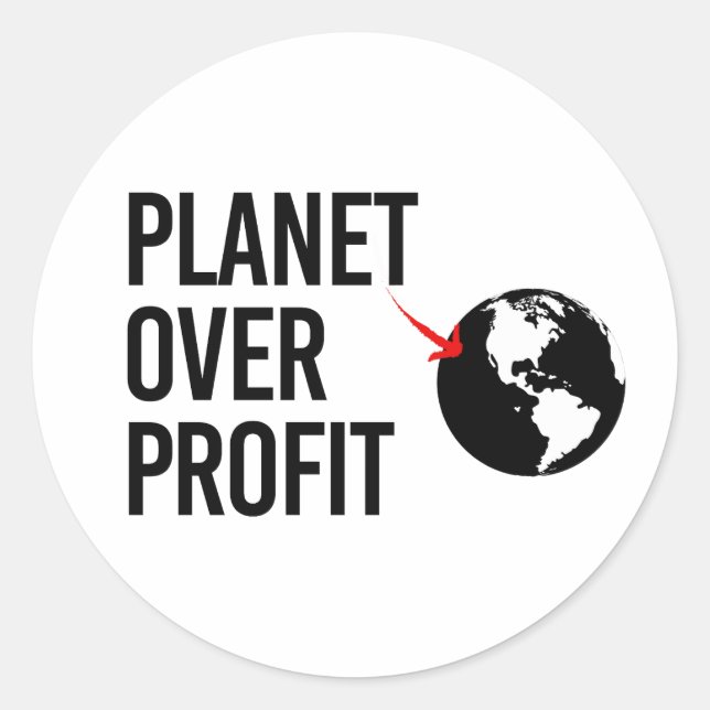 Planet-over-Profit Runder Aufkleber (Vorderseite)