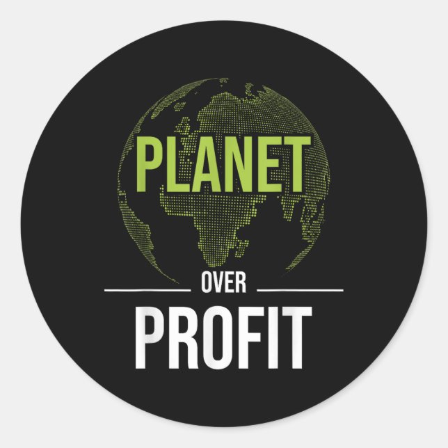 Planet over Profit - Umweltschutz Runder Aufkleber (Vorderseite)