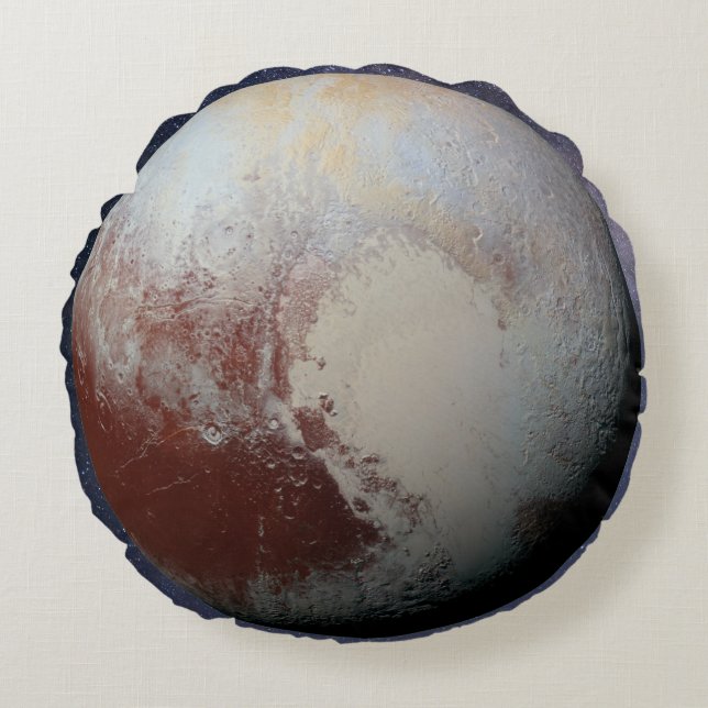 Planet Pluto Rundes Kissen (Vorderseite)