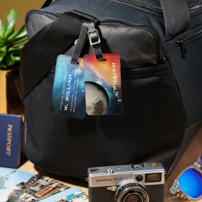 Planet Pluto Solar System Space Galaxy Blue Gepäckanhänger (Vorderseite & Rückseite)