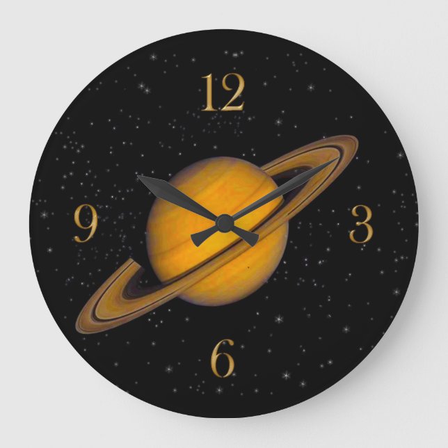 Planet Saturn Astronomie-Liebhaber Wall Clock Große Wanduhr (Vorderseite)