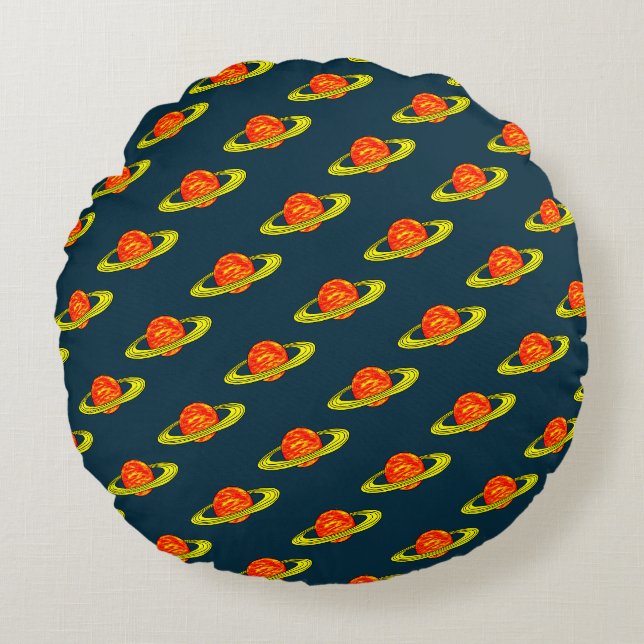 Planet Saturn Rundes Kissen (Vorderseite)