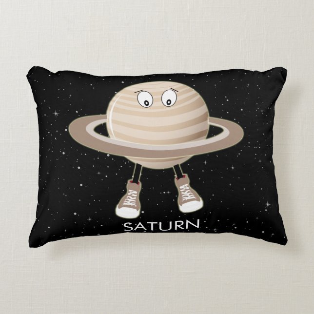 Planet Saturn und Sterne Dekokissen (Vorderseite)