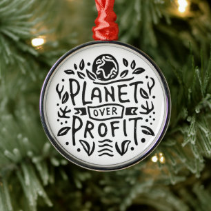 Planet über den Profit des Klimawandels Ornament Aus Metall