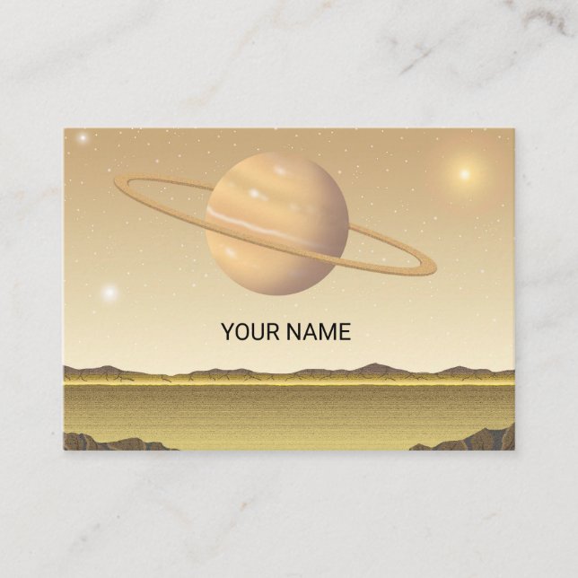 Planet über einer Wüste. Visitenkarte (Vorderseite)