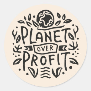 Planet über Gewinn Runder Aufkleber