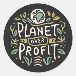 Planet über Gewinn Runder Aufkleber