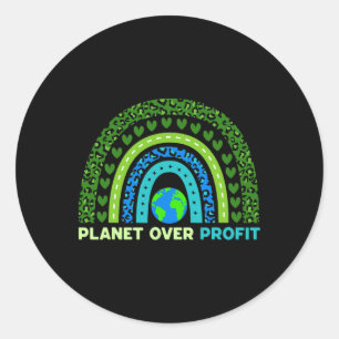 Planet über Profit Earth Day Umweltrainbow Runder Aufkleber