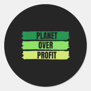 Planet über Profit Earth Day Vintag Runder Aufkleber