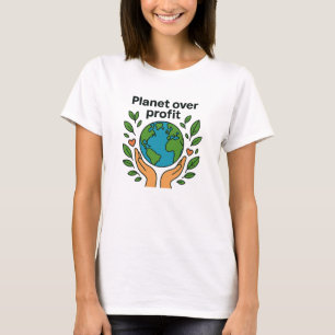 Planet Über Profit Kühnes Öko-Design T-Shirt