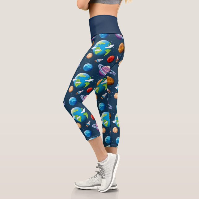 Planet- und Sternmuster Capri Leggings (Links)