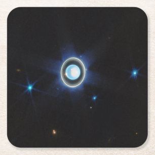 Planet Uranus mit Ringen und Monden JWST-Bild Rechteckiger Pappuntersetzer
