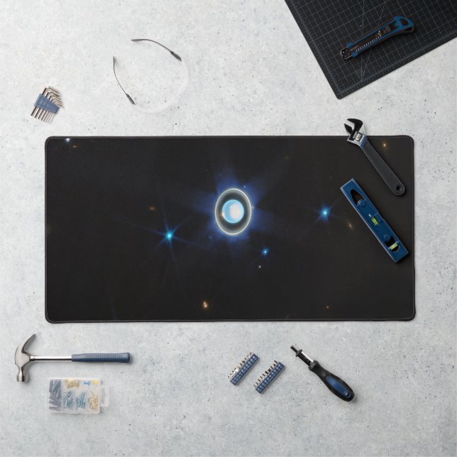 Planet Uranus mit Rings and Moons JWST-Bild Schreibtischunterlage (Arbeitsplatz)