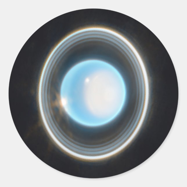 Planet Uranus mit Rings JWST Image Runder Aufkleber (Vorderseite)