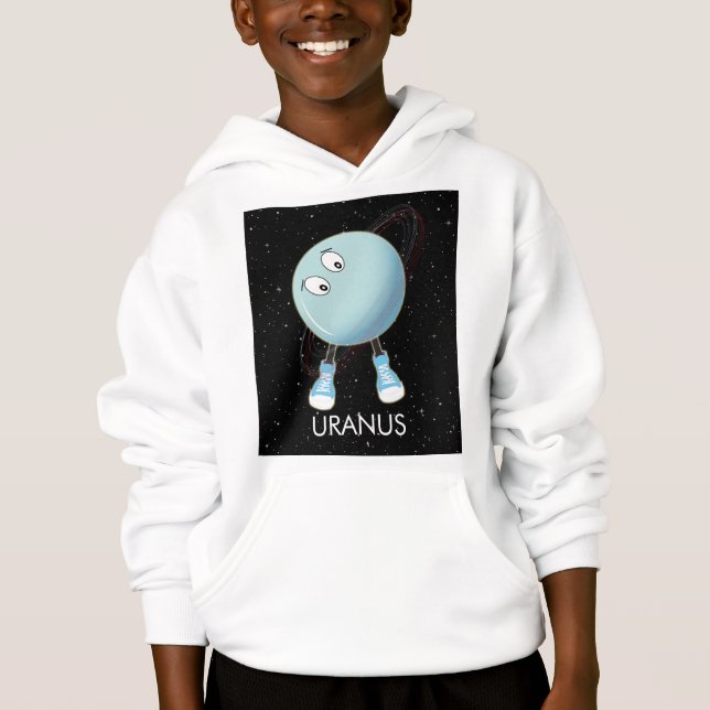 Planet Uranus & Sterne Hoodie (Vorderseite)