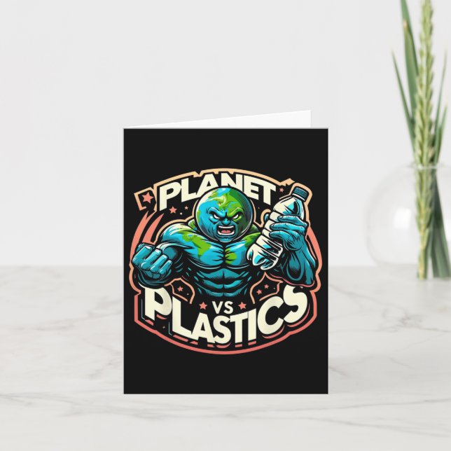Planet Vs Plastics Earth Day Karte (Vorderseite)