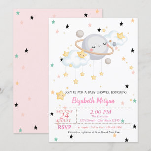 Planet, Wolken, Sterne, Babyparty Einladung