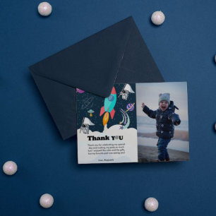 Planète fusée galaxie & carte de remerciements spa