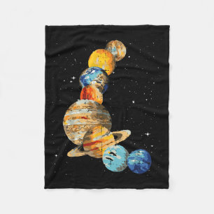 Planeten Aquarellmalerei Weltraum Galaxie Kunst Mä Fleecedecke