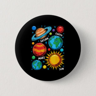 Planeten des Sonnensystems Erde Mars Saturn Sonne Button