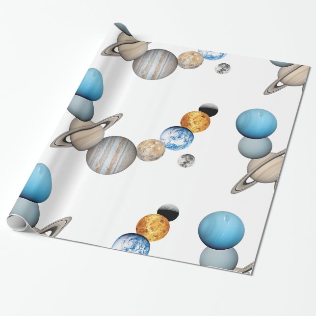 Planeten des Sonnensystems (Farbveränderlich) Geschenkpapier (Ungerollt)