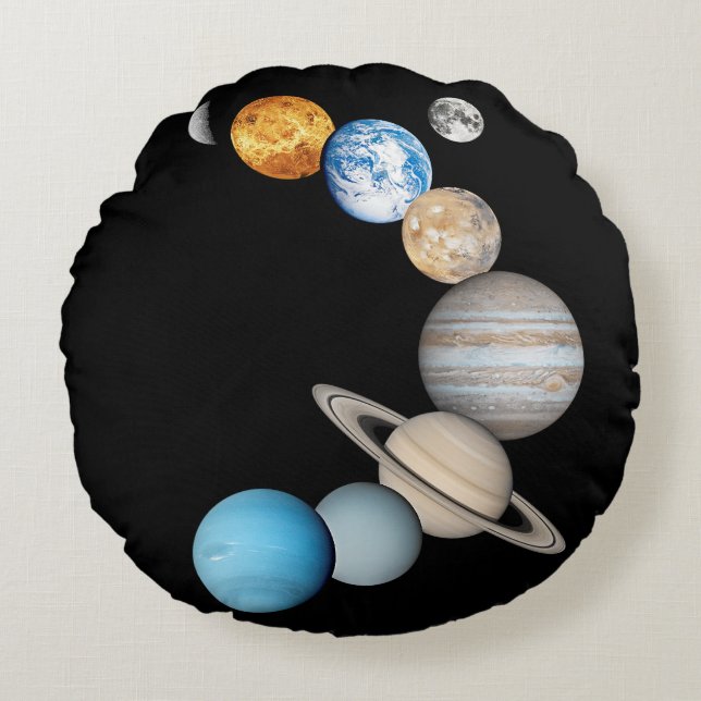 Planeten des Sonnensystems (Farbveränderlich) Rundes Kissen (Vorderseite)