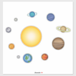 Planeten des Sonnensystems Set von 11 kreativen Aufkleber