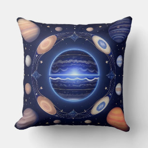 Planeten, die sich in einem kosmischen, leuchtende kissen