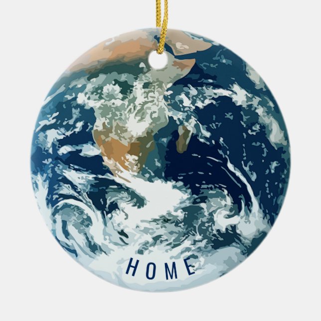 Planeten-Erde mit dem Text (kundengerecht) Keramikornament (Vorne)