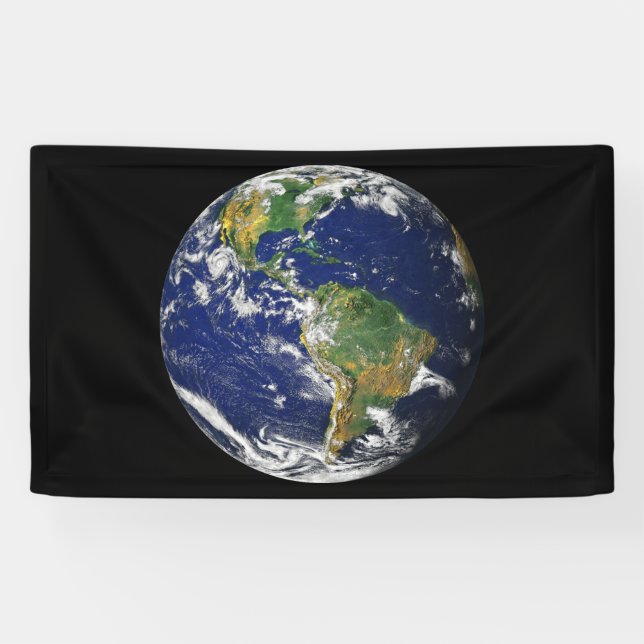 PLANETEN-ERDE VON RAUM Fahne Banner (Horizontal)