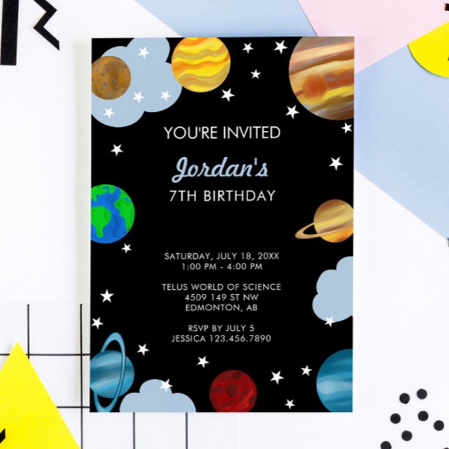 Planeten Geburtstag Weltraumgalaxie Party Einladung (Von Creator hochgeladen)