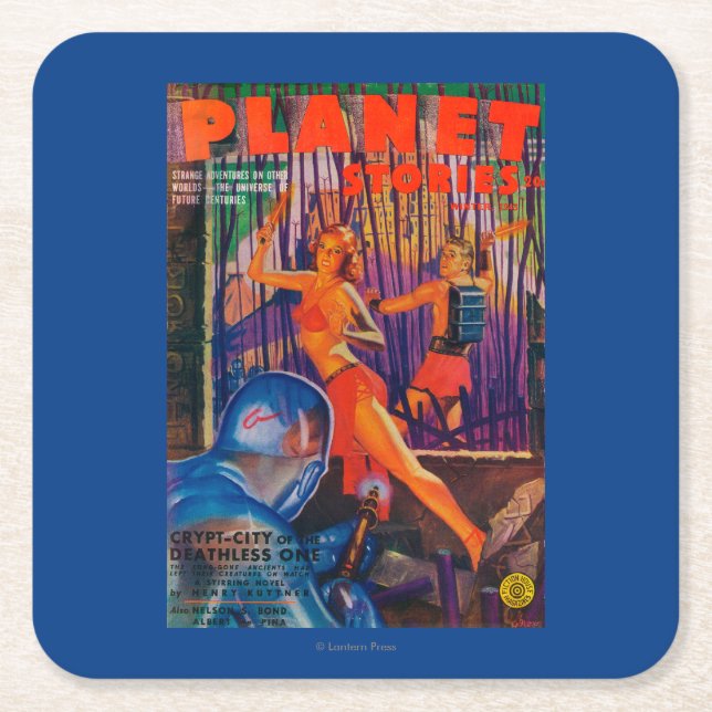 Planeten-Geschichten-Titelseite3 Rechteckiger Pappuntersetzer (Vorderseite)