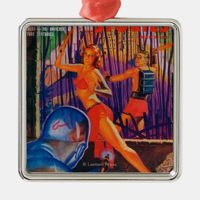 Planeten-Geschichten-Titelseite3 Silbernes Ornament (Vorne)