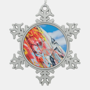 Planeten-Graffiti Schneeflocken Zinn-Ornament