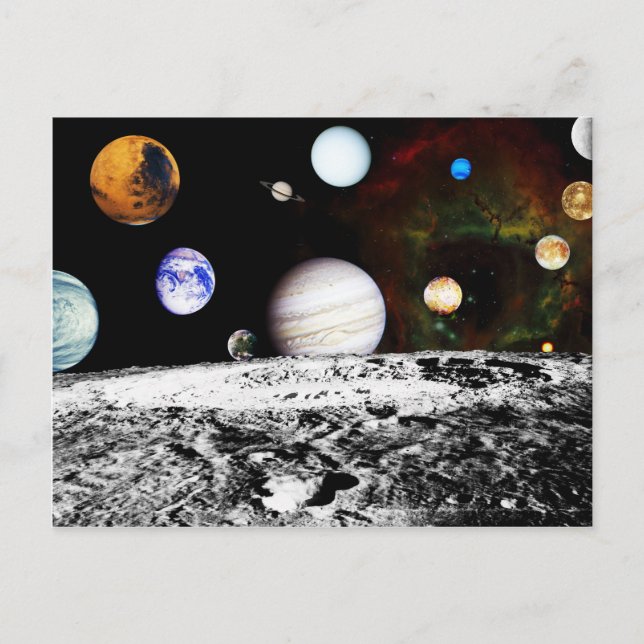 Planeten-Panorama von der Oberfläche des Mondes Postkarte (Vorderseite)
