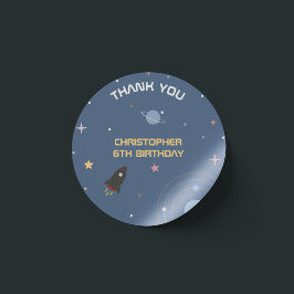 Planeten & Raketen, Weltraum Geburtstag Danke, Sti Runder Aufkleber