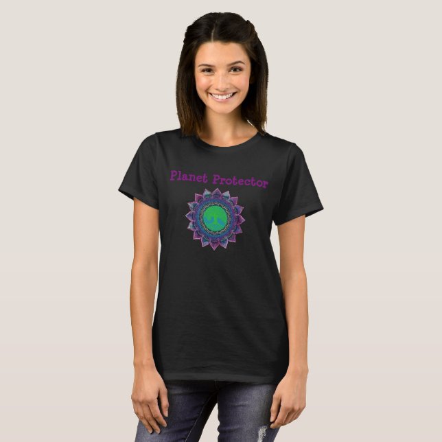 Planeten-Schutz-Mandala-T-Shirt T-Shirt (Vorne ganz)