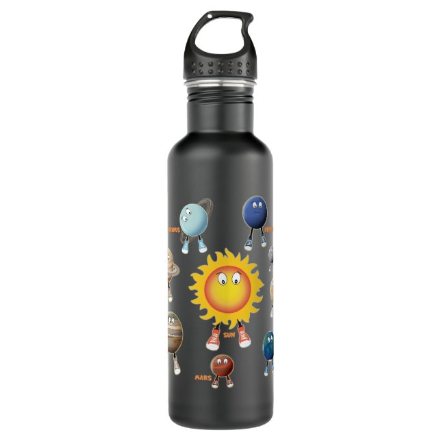 Planeten und das Sonnensystem Edelstahlflasche (Vorderseite)