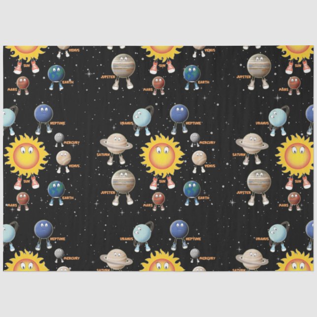 Planeten und das Sonnensystem Seidenpapier (Vorderseite)