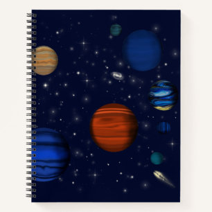 Planeten und Galaxien im Weltraum Notizbuch