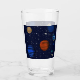 Planeten und Galaxien im Weltraumkosmos Glas