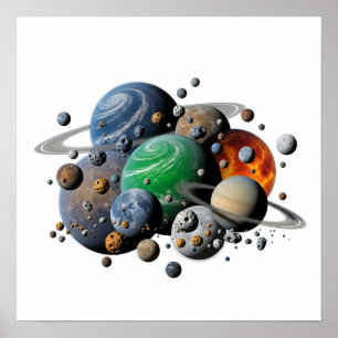 Planeten und Monde-Cluster Poster