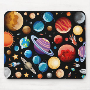 Planeten und Raketenschiffe Mousepad