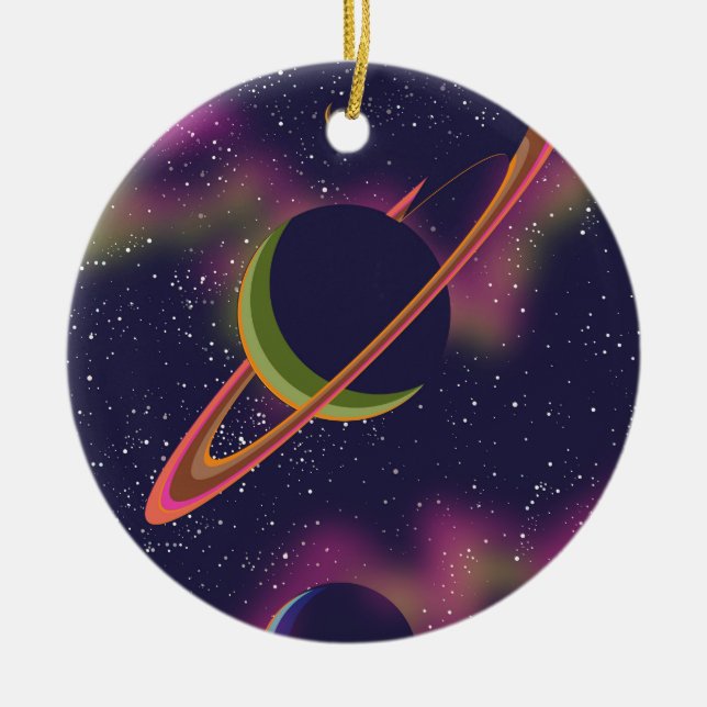 Planeten und Sterne Keramik Ornament (Vorne)